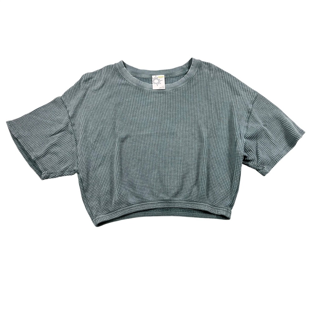 Aerie OFFLINE Waffle Knit Short Sleeve Top‎ Sage Green Small